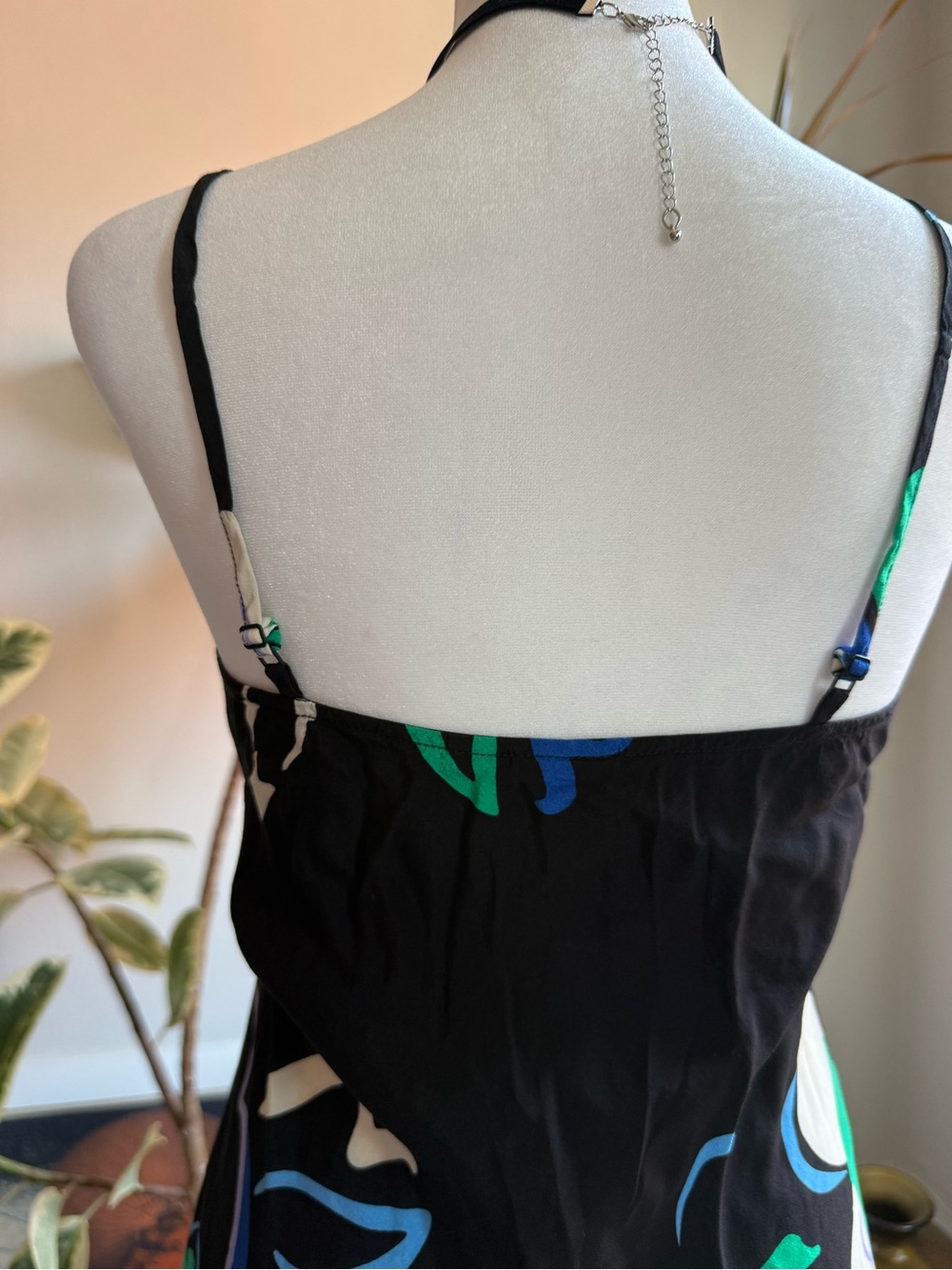 GAP Black Midi Dress with Blue & Green Floral Print - Picture 4 of 5